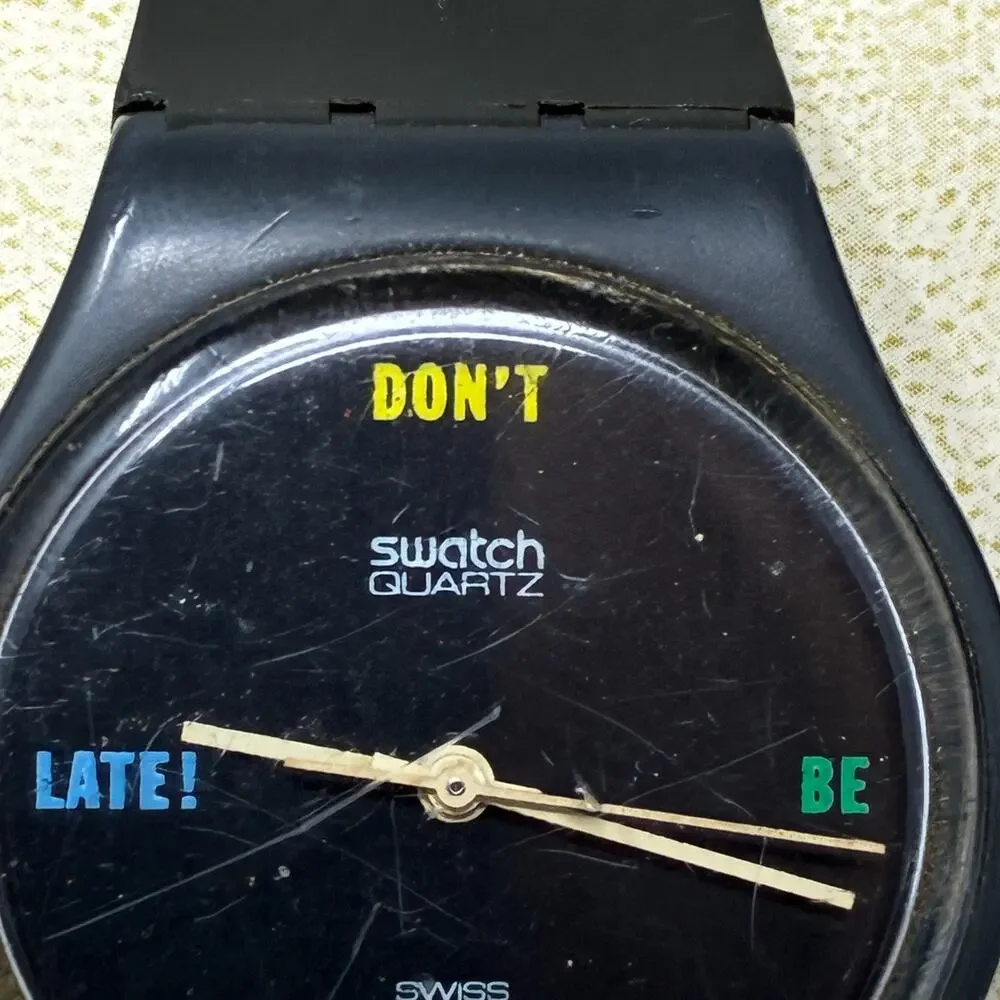 Vintage 1984 Swatch GA100 Don’t Be Too Late Watch Swiss Quartz Working 34mm